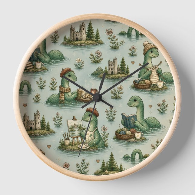 Cozy Cryptids Nessie Loch Ness Monster hobbies  Clock (Front)