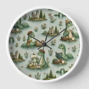 Cozy Cryptids Nessie Loch Ness Monster hobbies  Clock