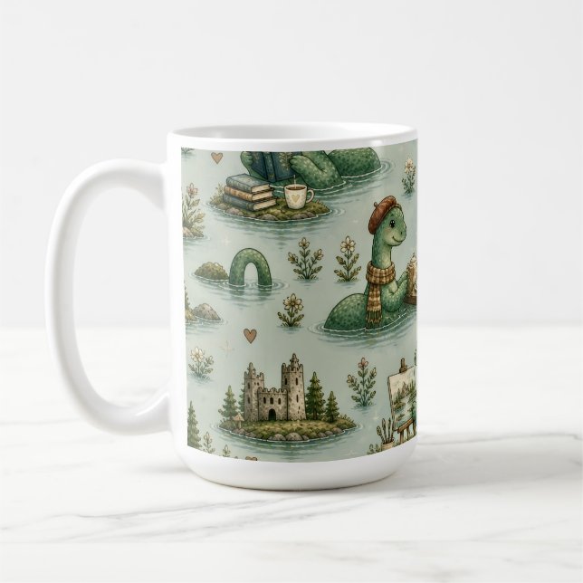 Cozy Cryptids Nessie Loch Ness Monster hobbies  Coffee Mug (Left)