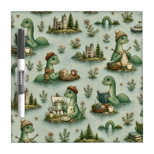 Cozy Cryptids Nessie Loch Ness Monster hobbies Dry Erase Board