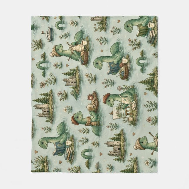 Cozy Cryptids Nessie Loch Ness Monster hobbies  Fleece Blanket (Front)