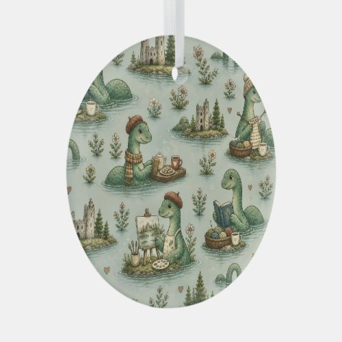 Cozy Cryptids Nessie Loch Ness Monster hobbies  Glass Ornament