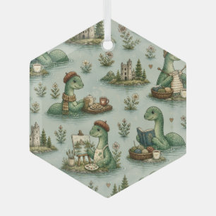 Cozy Cryptids Nessie Loch Ness Monster hobbies Glass Ornament