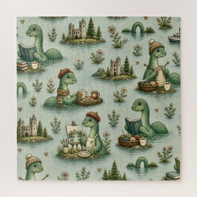 Cozy Cryptids Nessie Loch Ness Monster hobbies  Jigsaw Puzzle (Vertical)