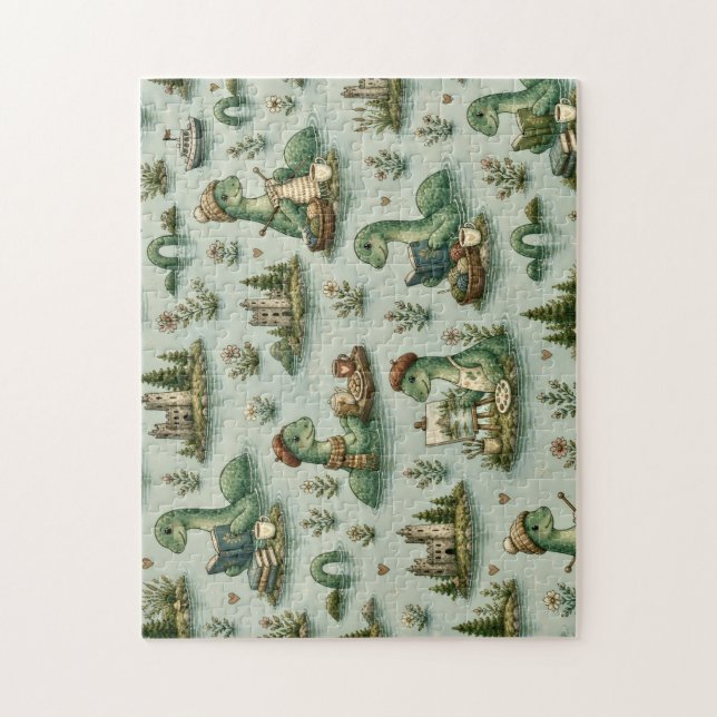 Cozy Cryptids Nessie Loch Ness Monster hobbies  Jigsaw Puzzle (Vertical)