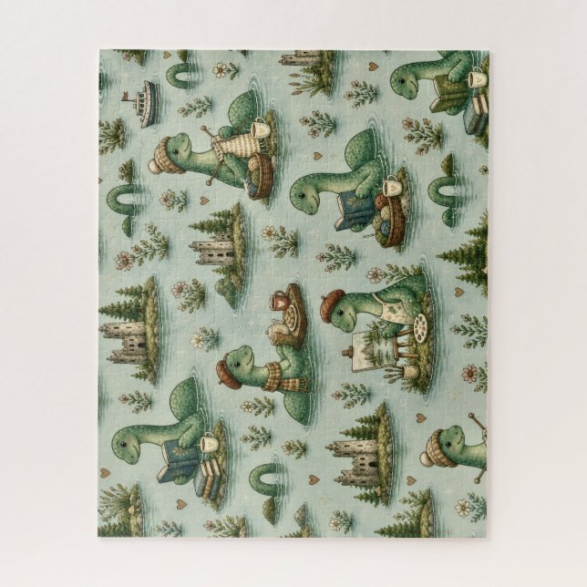 Cozy Cryptids Nessie Loch Ness Monster hobbies  Jigsaw Puzzle (Vertical)