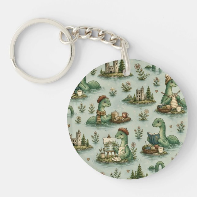 Cozy Cryptids Nessie Loch Ness Monster hobbies  Keychain (Front)