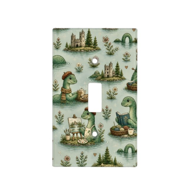 Cozy Cryptids Nessie Loch Ness Monster hobbies  Light Switch Cover (Front)