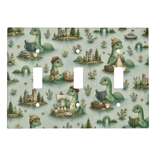 Cozy Cryptids Nessie Loch Ness Monster hobbies  Light Switch Cover (Front)