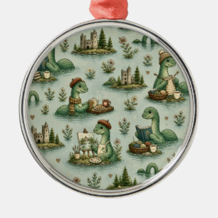 Cozy Cryptids Nessie Loch Ness Monster hobbies Metal Ornament