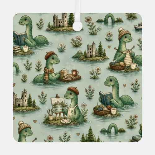Cozy Cryptids Nessie Loch Ness Monster hobbies  Metal Ornament