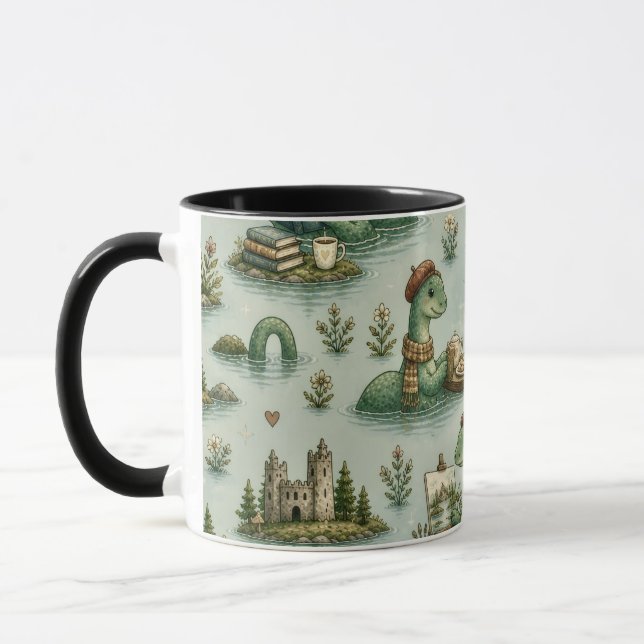 Cozy Cryptids Nessie Loch Ness Monster hobbies  Mug (Left)