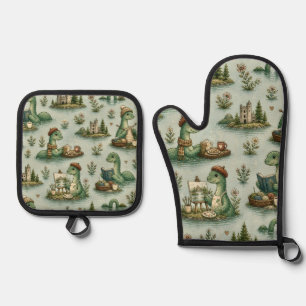Cozy Cryptids Nessie Loch Ness Monster hobbies  Oven Mitt & Pot Holder Set