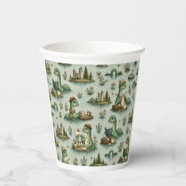 Cozy Cryptids Nessie Loch Ness Monster hobbies  Paper Cups (Front)