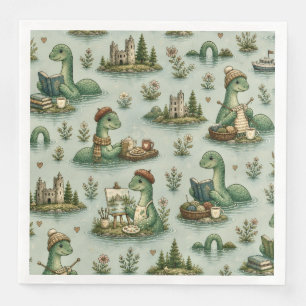 Cozy Cryptids Nessie Loch Ness Monster hobbies  Paper Dinner Napkins