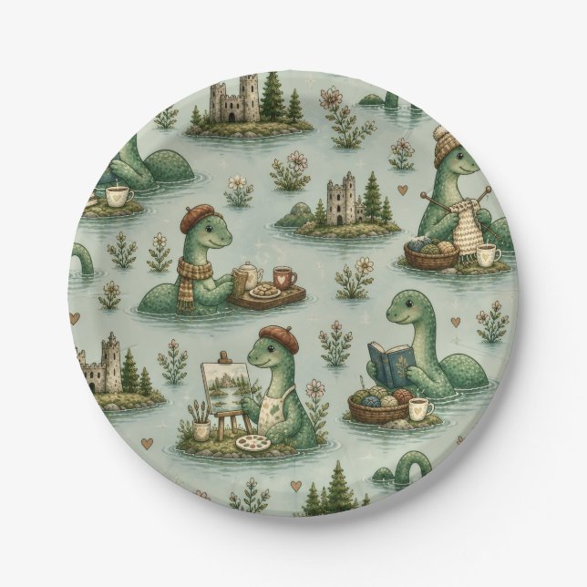 Cozy Cryptids Nessie Loch Ness Monster hobbies  Paper Plates (Front)