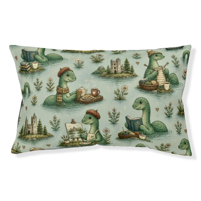Cozy Cryptids Nessie Loch Ness Monster hobbies  Pet Bed (Front)