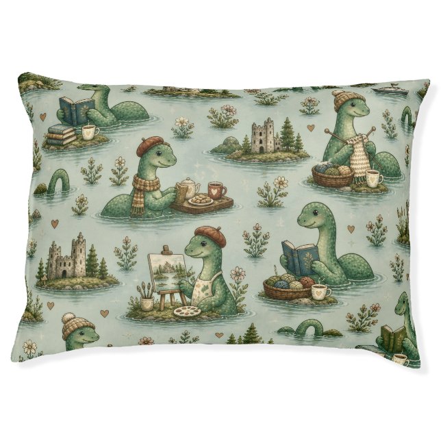 Cozy Cryptids Nessie Loch Ness Monster hobbies  Pet Bed (Front)