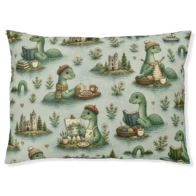 Cozy Cryptids Nessie Loch Ness Monster hobbies  Pet Bed (Front)