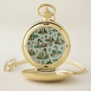 Cozy Cryptids Nessie Loch Ness Monster hobbies Pocket Watch