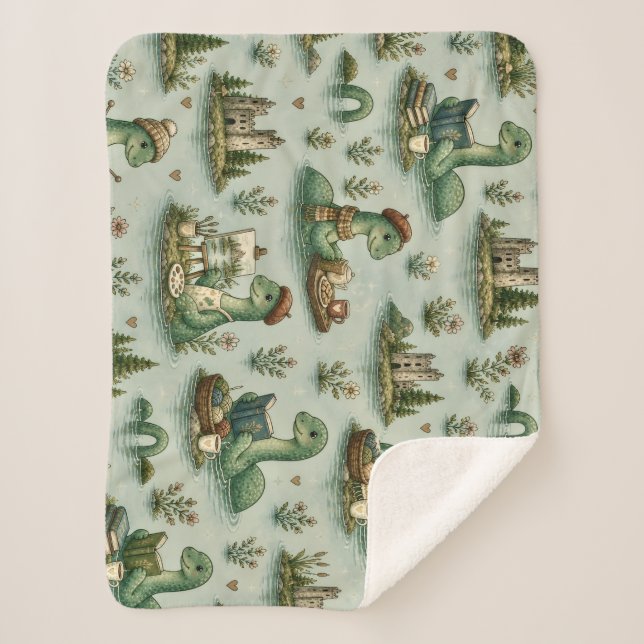 Cozy Cryptids Nessie Loch Ness Monster hobbies  Sherpa Blanket (Front)