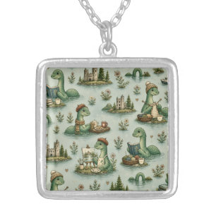 Cozy Cryptids Nessie Loch Ness Monster hobbies Silver Plated Necklace