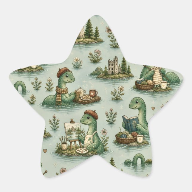 Cozy Cryptids Nessie Loch Ness Monster hobbies  Star Sticker (Front)