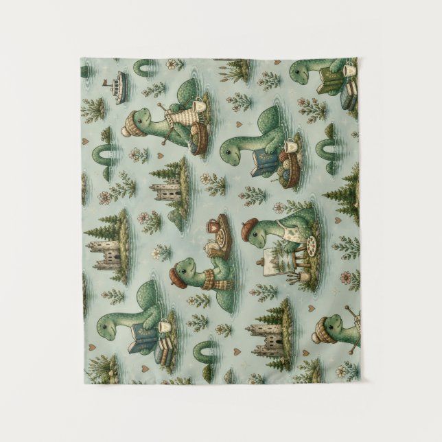 Cozy Cryptids Nessie Loch Ness Monster hobbies  Tapestry (Front)