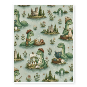 Cozy Cryptids Nessie Loch Ness Monster hobbies  Temporary Tattoos