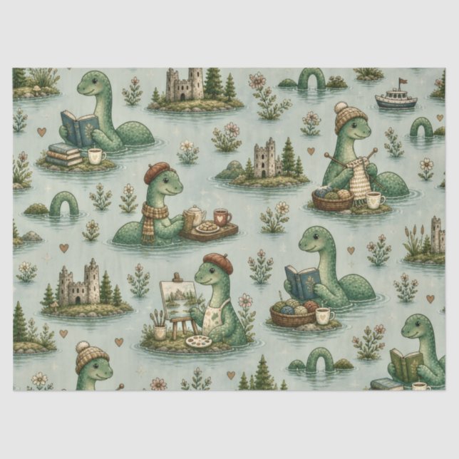 Cozy Cryptids Nessie Loch Ness Monster hobbies  Tissue Paper (Front)