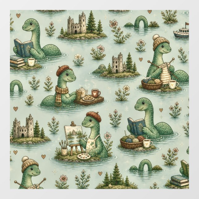 Cozy Cryptids Nessie Loch Ness Monster hobbies  Window Cling (Sheet)