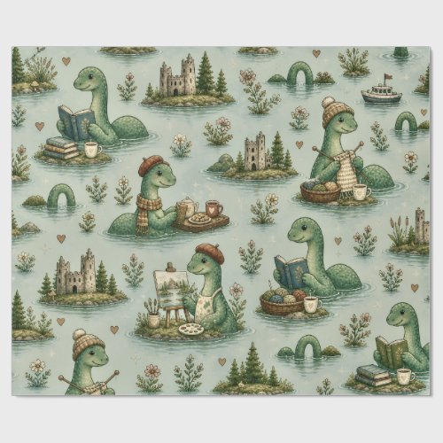 Cozy Cryptids Nessie Loch Ness Monster hobbies  Wrapping Paper