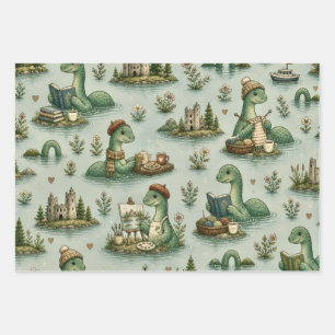 Cozy Cryptids Nessie Loch Ness Monster hobbies  Wrapping Paper Sheets