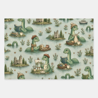 Cozy Cryptids Nessie Loch Ness Monster hobbies Wrapping Paper Sheets