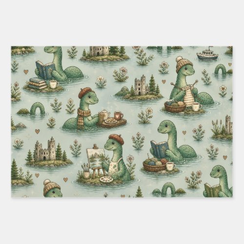 Cozy Cryptids Nessie Loch Ness Monster hobbies  Wrapping Paper Sheets
