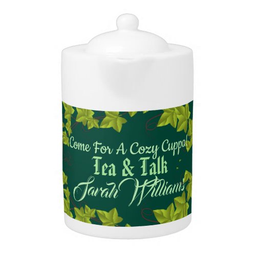 Cozy Cuppa Green Tea Cup Afternoon High Tea Party  Teapot