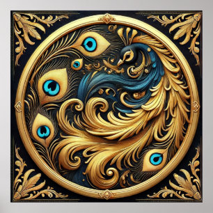 Cozy Curled Up Peacock Poster