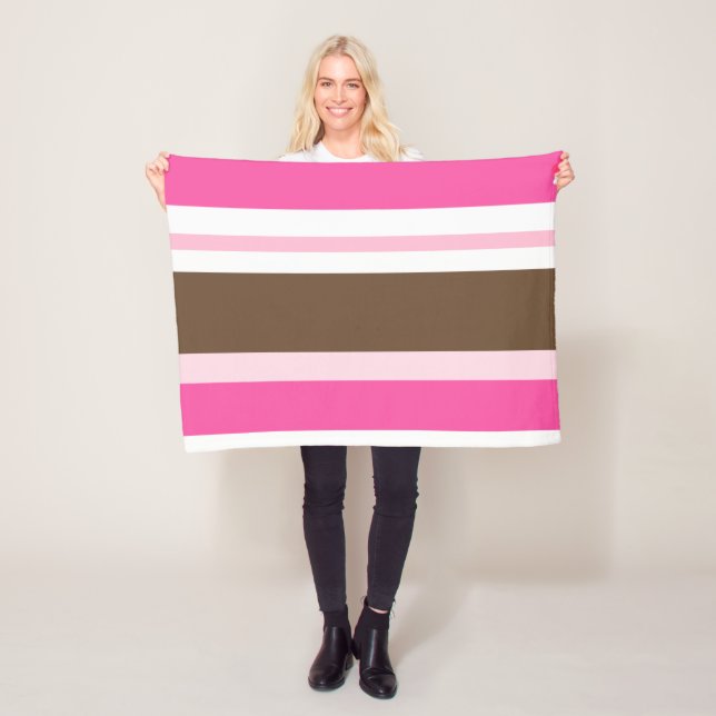 Cozy Custom Fleece Blanket Brown & Pink Stripe (In Situ)