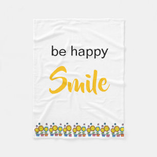 Cozy Custom Fleece Blanket Happy Smile Sunflowers