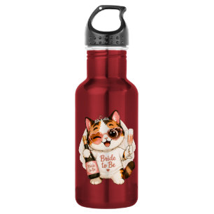 Cozy Cute Calico Cat Bride to be Stainless Steel Water Bottle