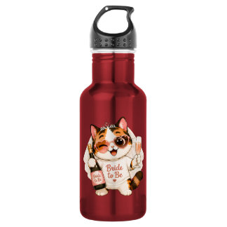 Cozy Cute Calico Cat Bride to be Stainless Steel Water Bottle