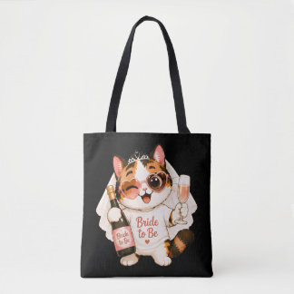 Cozy Cute Calico Cat Bride to be Tote Bag
