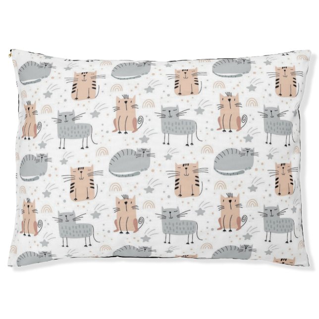 Cozy Cute Cat & Stars Plush Cat Bed Pillow  (Front)