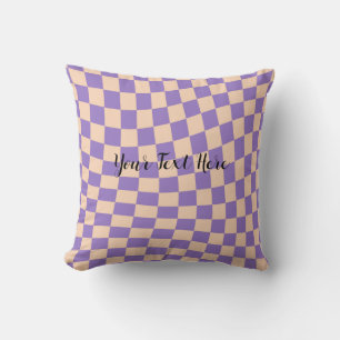 Cozy Cute Lavender Checkerboard Distorted Throw Pillow