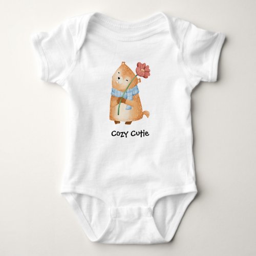 Cozy Cutie Groundhog cartoon Baby Bodysuit