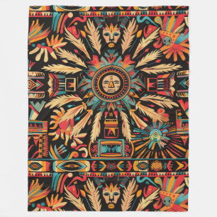 Cozy Cyan "Aztec Dream" Plush Fleece Blanket
