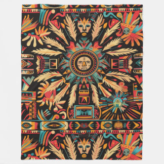 Cozy Cyan "Aztec Dream" Plush Fleece Blanket
