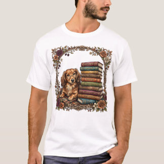Cozy Dachshund Book Club Retro Wiener Dog Readers! T-Shirt