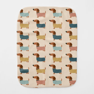 Cozy Dachshund Sweater Pattern Baby Burp Cloth