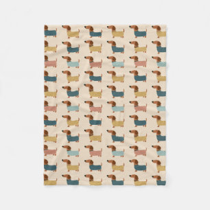 Cozy Dachshund Sweater Pattern Fleece Blanket